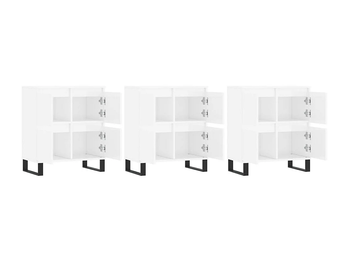 Aparadores 3 uds madera contrachapada blanco brillo ES74575