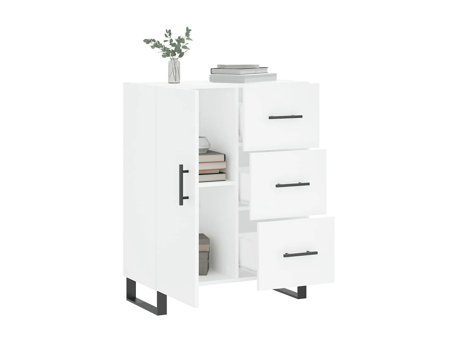 Dressoir 69,5x34x90 cm bewerkt hout wit NL947917