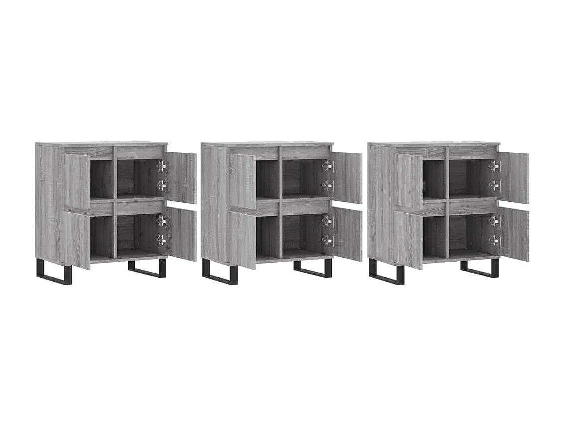 Aparadores 3 uds madera contrachapada gris Sonoma ES78192