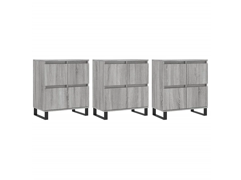lot de 3 Buffets Sonoma gris Bois d'ingénierie QWE99234