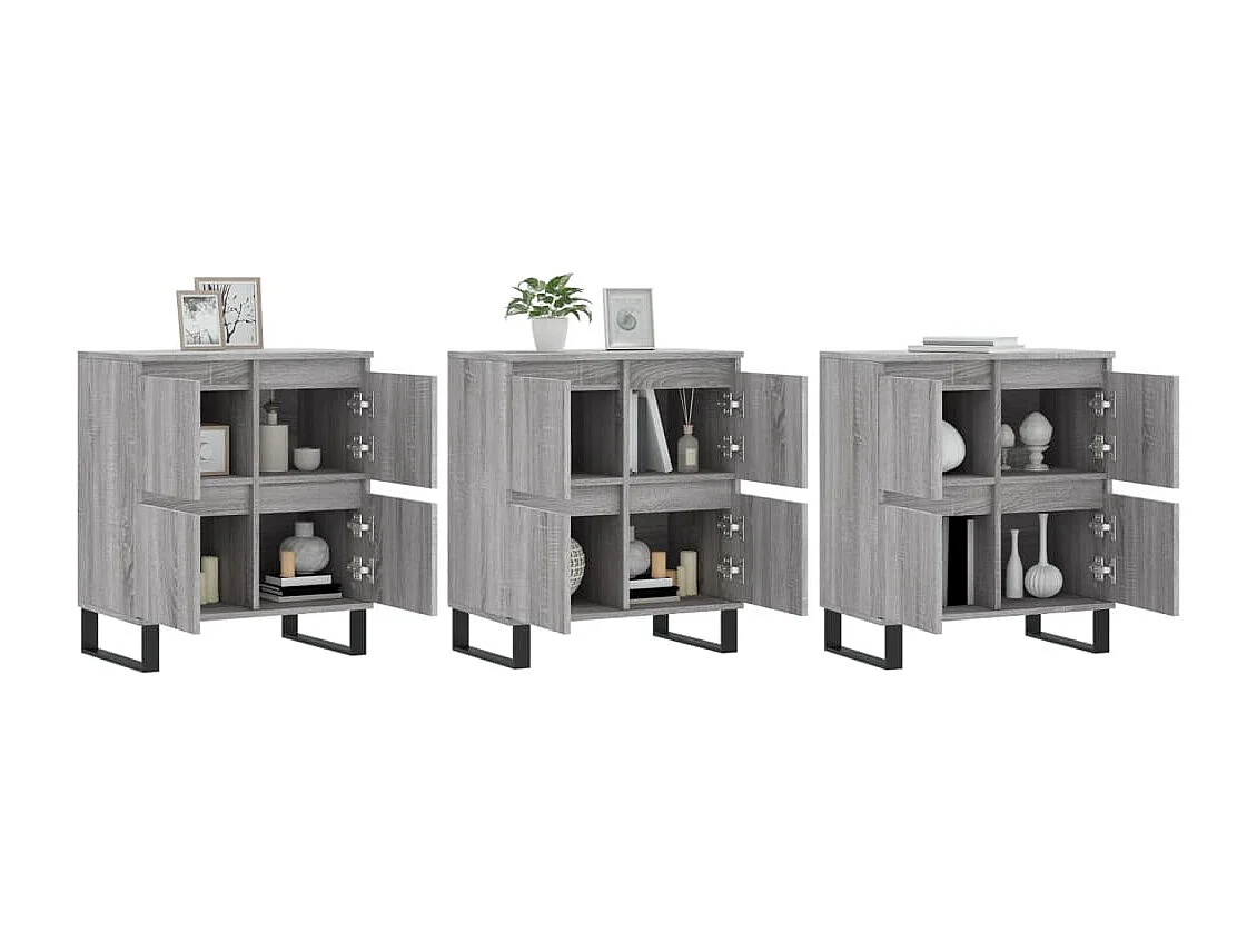 lot de 3 Buffets Sonoma gris Bois d'ingénierie QWE99234