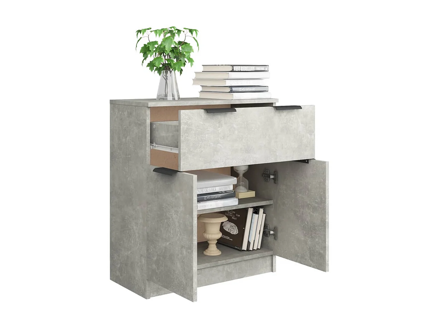 Aparador de madera contrachapada gris hormigón 60x30x70 cm ES11785