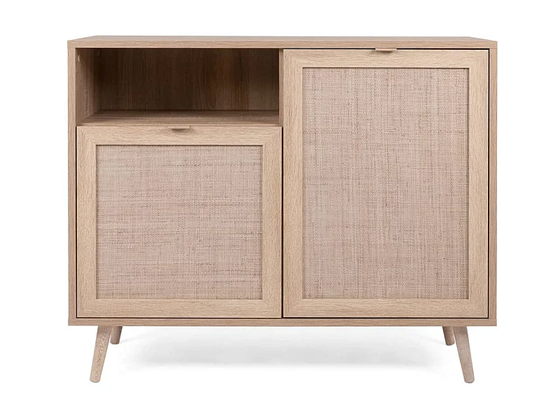 Buffet, Bahut, Meuble de rangement Bali 01A Chêne sonoma et impression de canne EGER79153 BonneVie Meuble