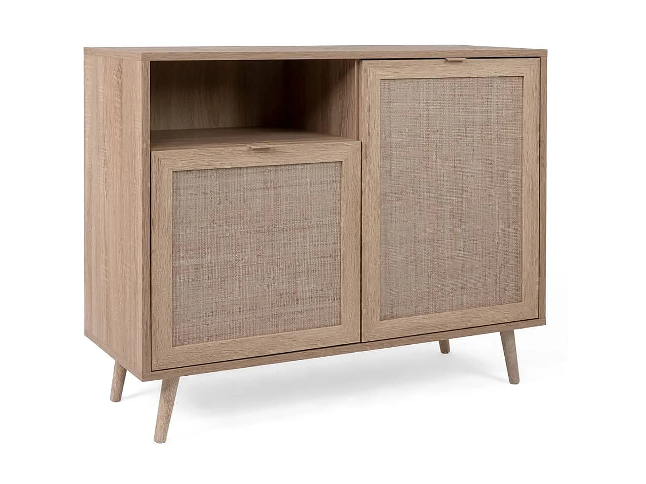 Buffet, Bahut, Meuble de rangement Bali 01A Chêne sonoma et impression de canne EGER79153 BonneVie Meuble