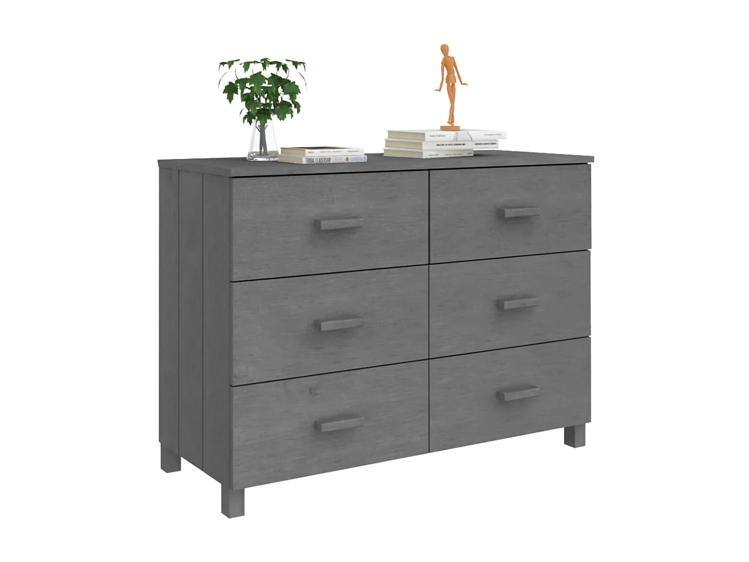 Aparador HAMAR madera maciza pino gris oscuro 113x40x80 cm ES93209