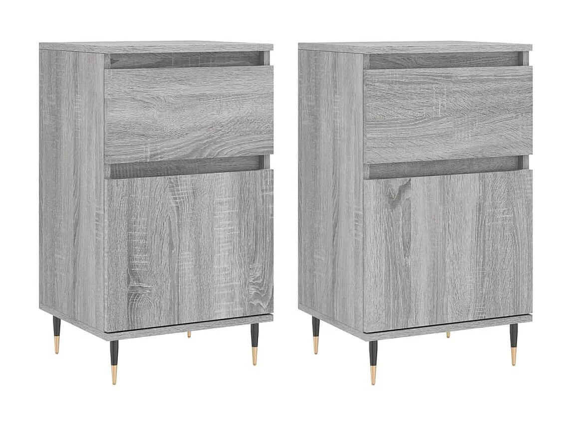 lot de 2 Buffets sonoma gris 40x35x70 cm bois d'ingénierie QWE83889