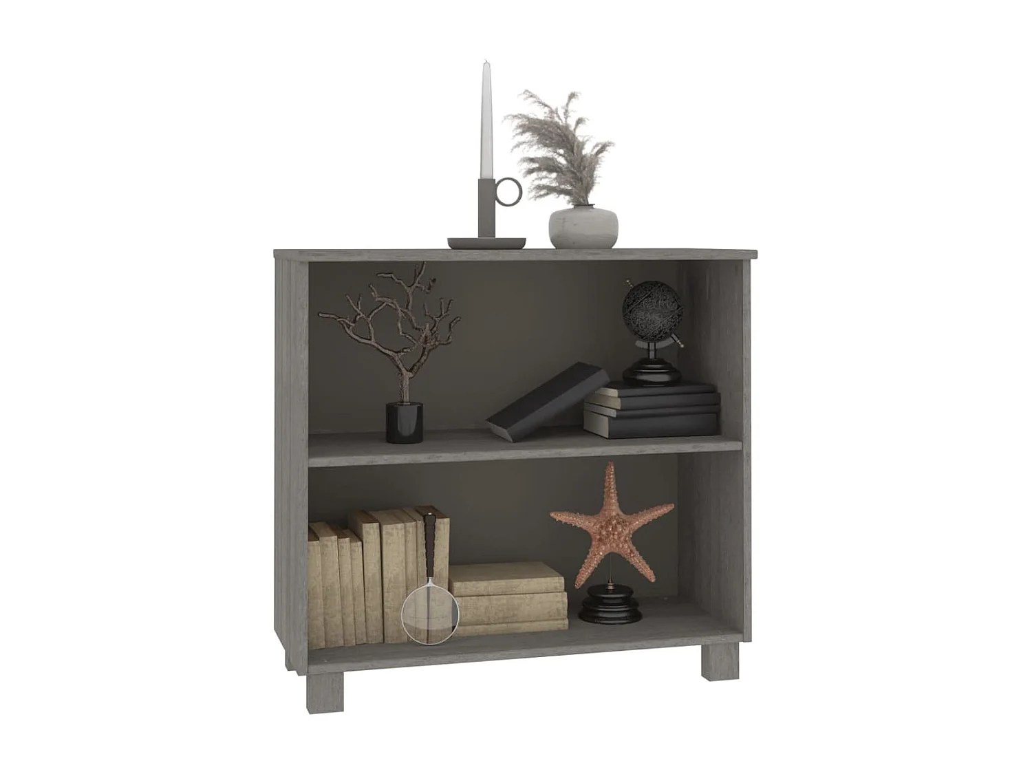 Dressoir HAMAR 85x35x80 cm massief grenenhout lichtgrijs NL592818