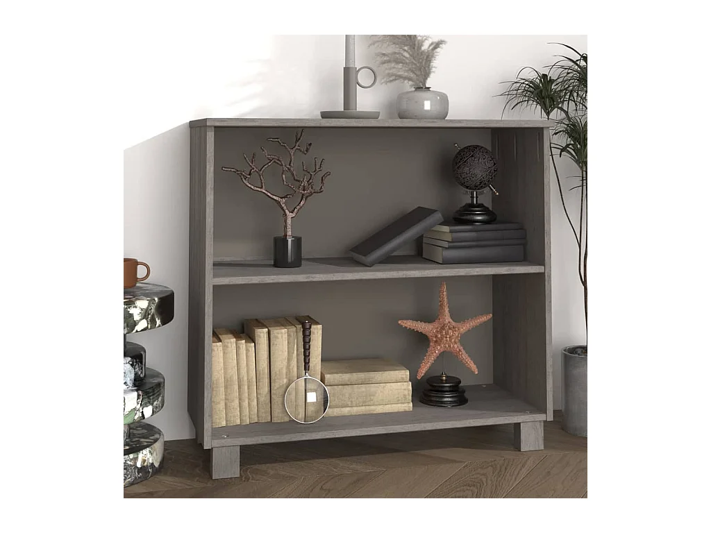 Buffet HAMAR Gris clair 85x35x80 cm Bois massif de pin EGER50508