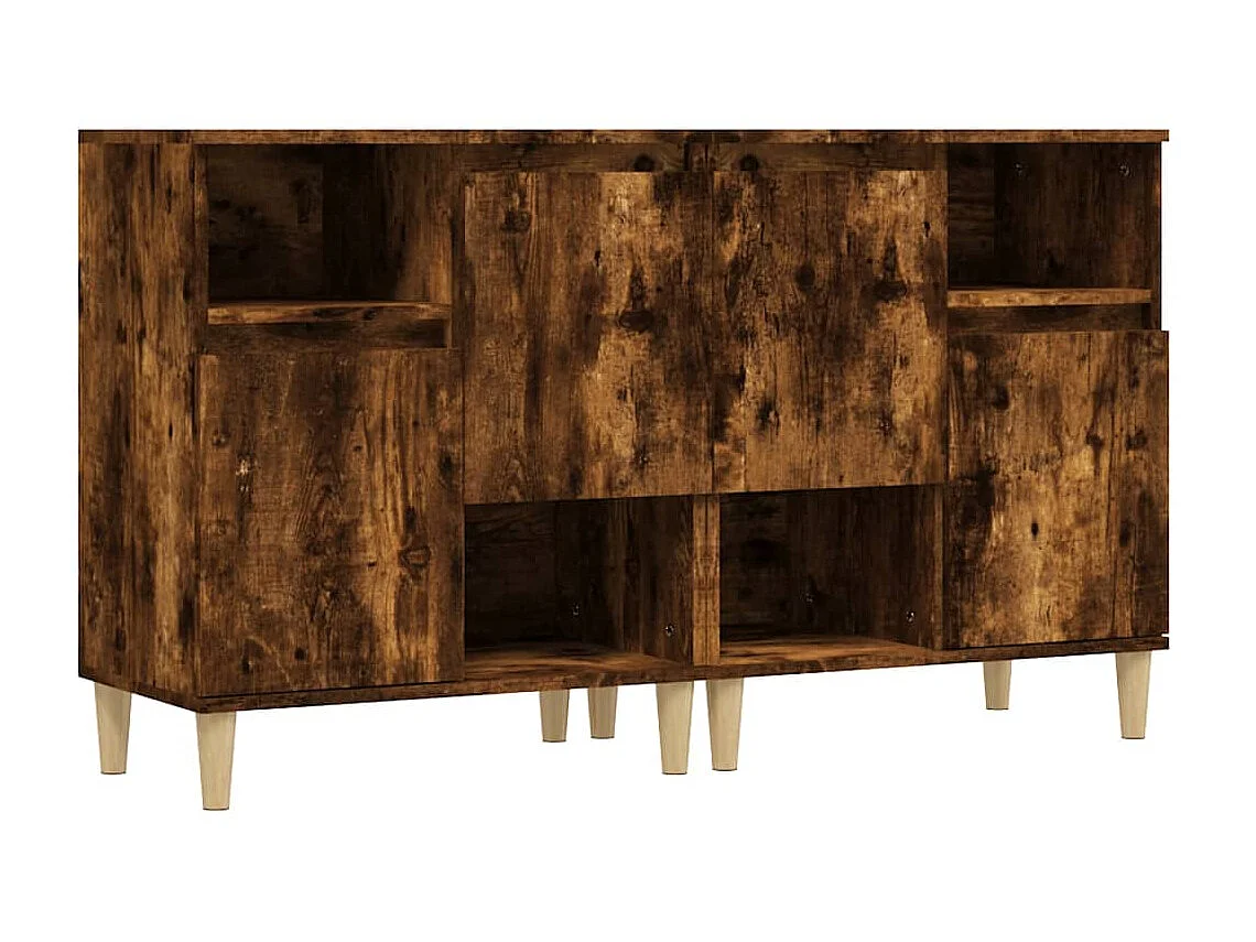 Aparadores 2 uds madera contrachapada roble ahumado 60x35x70 cm ES88874