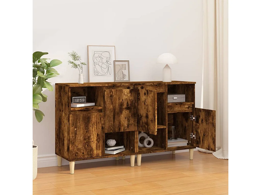 Buffets 2 pcs chêne fumé 60x35x70 cm bois d'ingénierie EGER37273