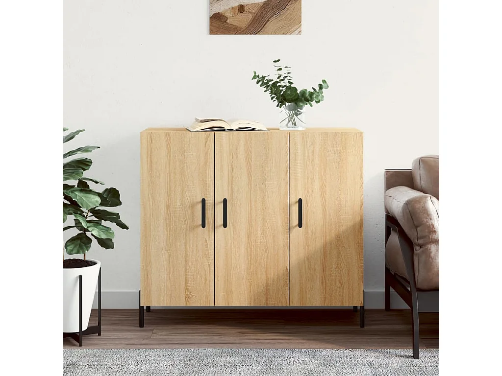 Dressoir 90x34x80 cm bewerkt hout sonoma eikenkleurig NL19746