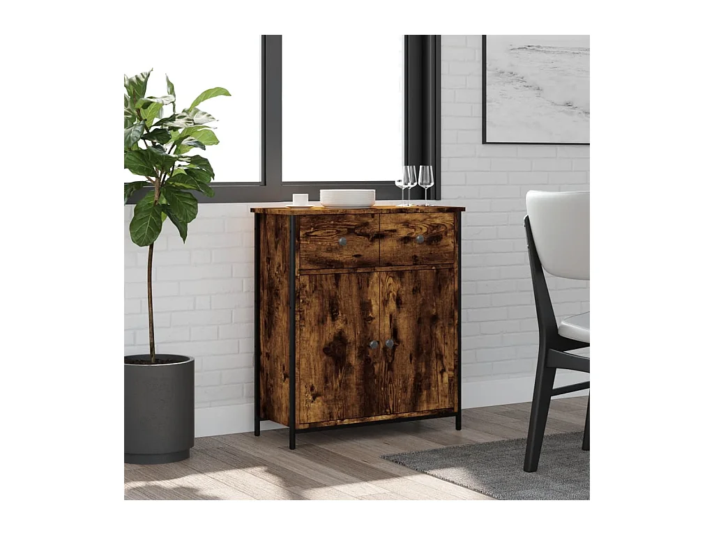 Buffet chêne fumé 70x30x80 cm bois d'ingénierie QWE72159
