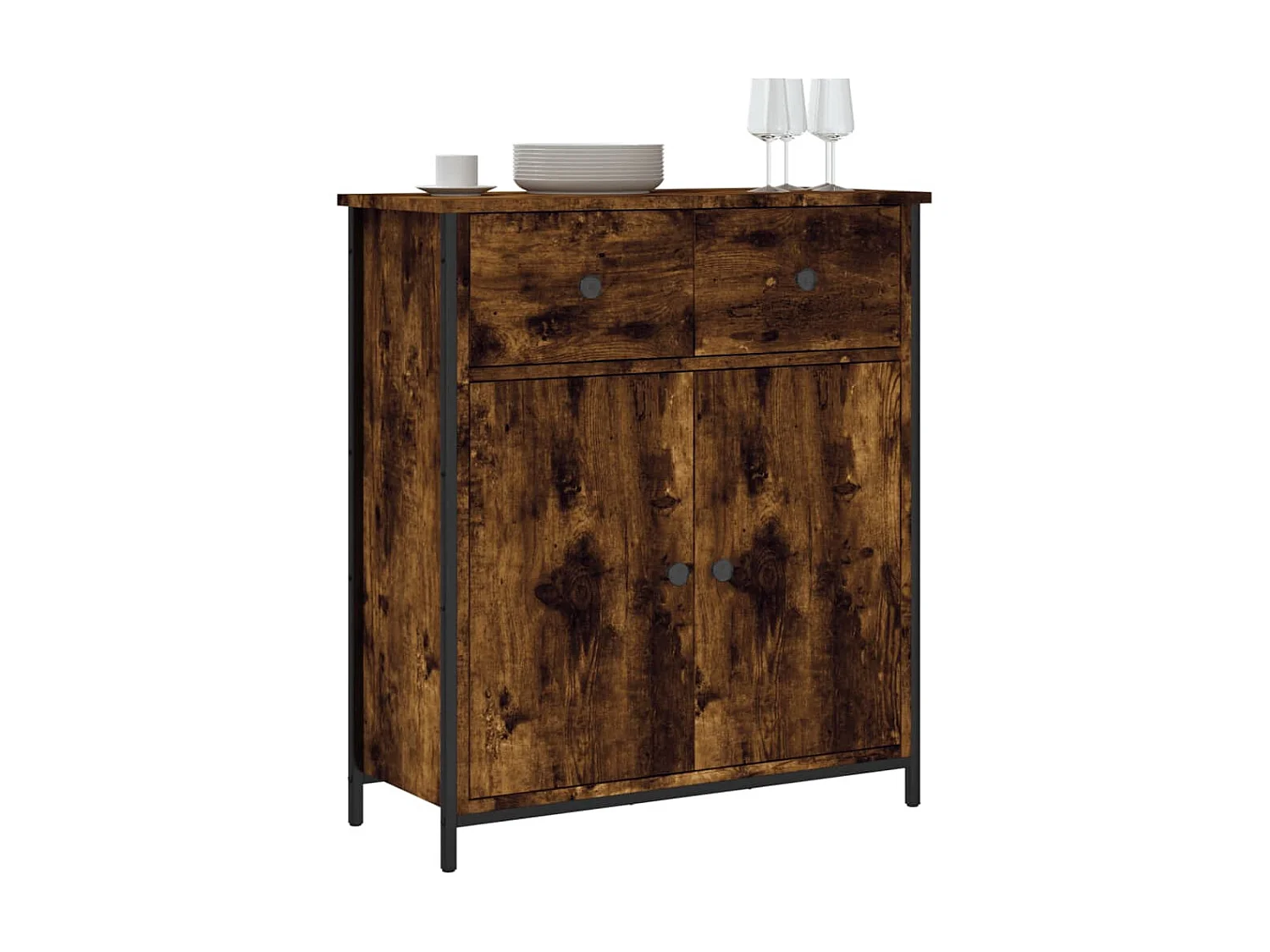 Buffet chêne fumé 70x30x80 cm bois d'ingénierie QWE72159