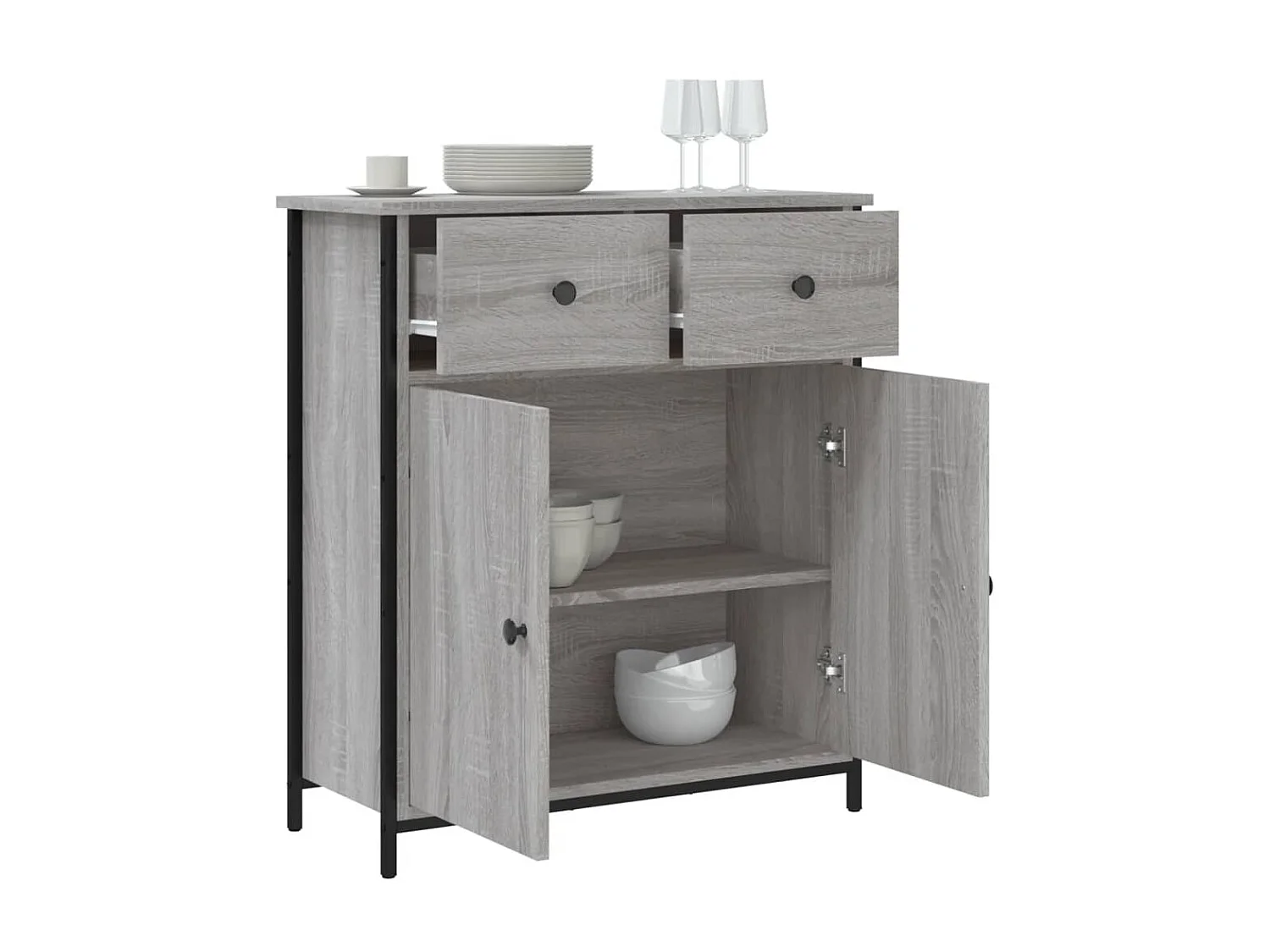Buffet sonoma gris 70x30x80 cm bois d'ingénierie QWE31770