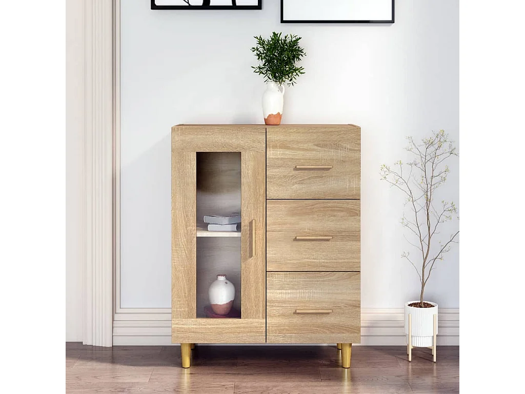 Dressoir 69,5x34x90 cm bewerkt hout sonoma eikenkleurig NL51605