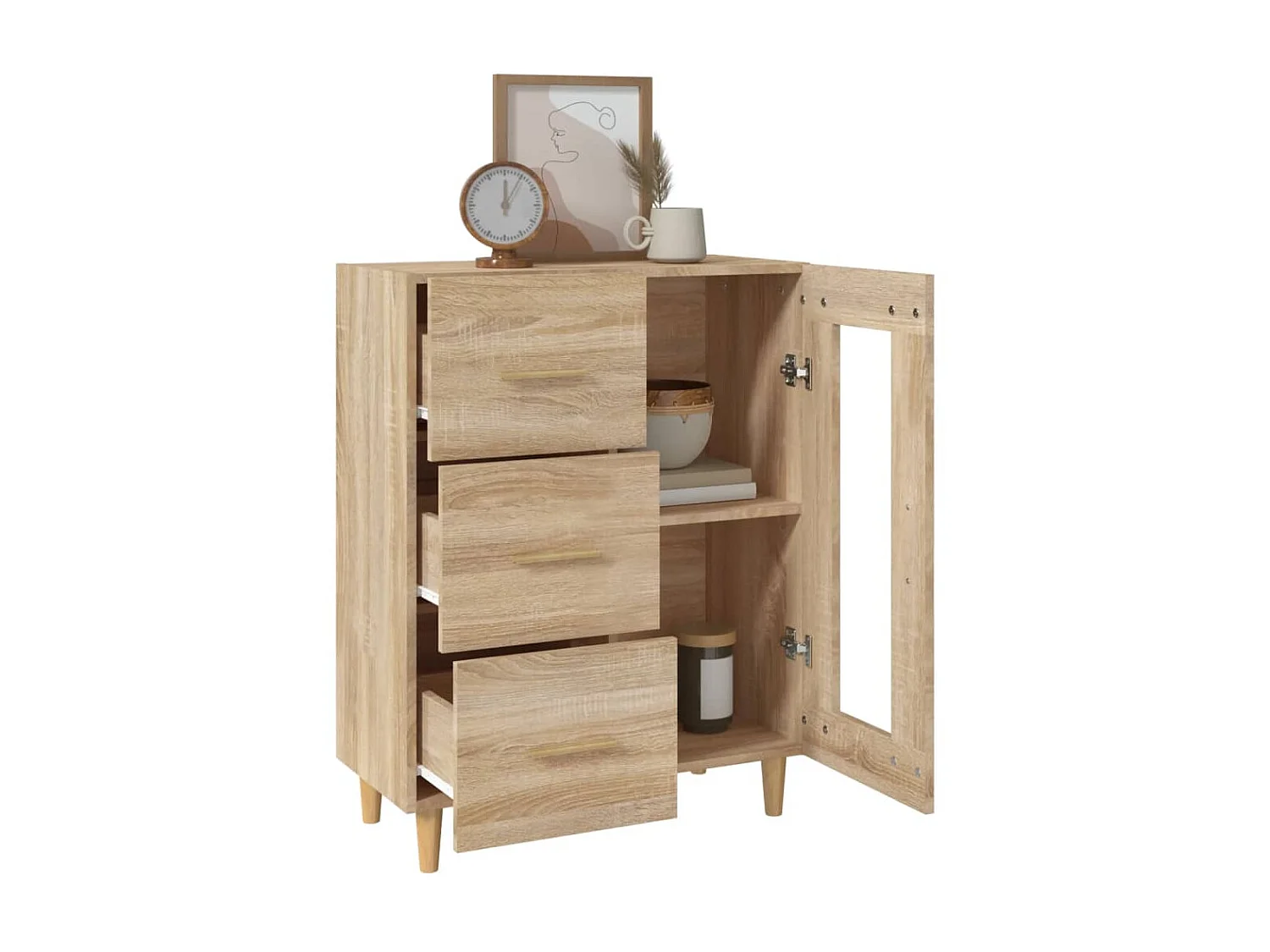 Dressoir 69,5x34x90 cm bewerkt hout sonoma eikenkleurig NL51605