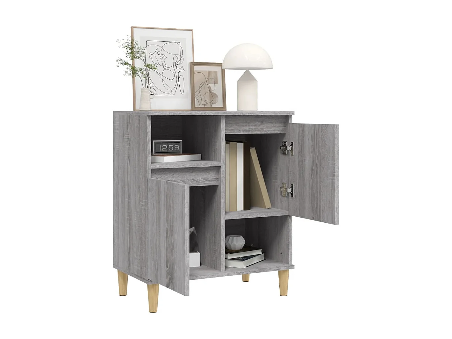 Dressoir 60x30x75 cm bewerkt hout grijs sonoma eikenkleurig NL709806