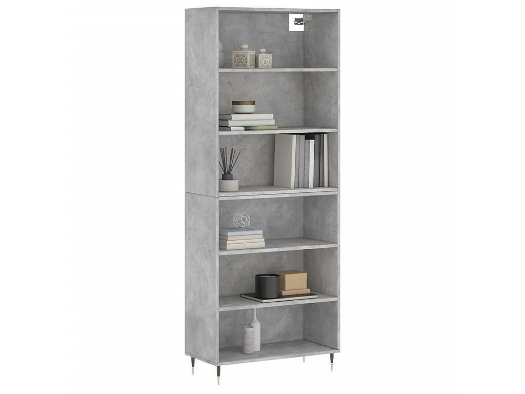 Buffet haut gris béton 69,5x32,5x180 cm bois d'ingénierie QWE61701