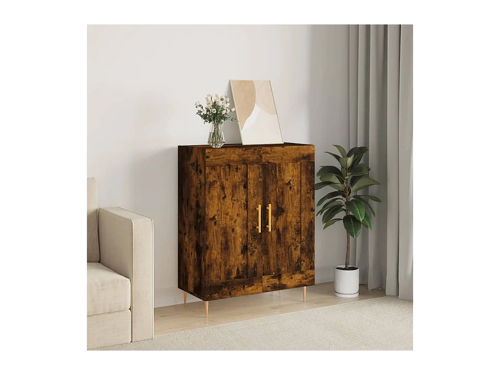 Buffet chêne fumé 69,5x34x90 cm bois d'ingénierie QWE22074