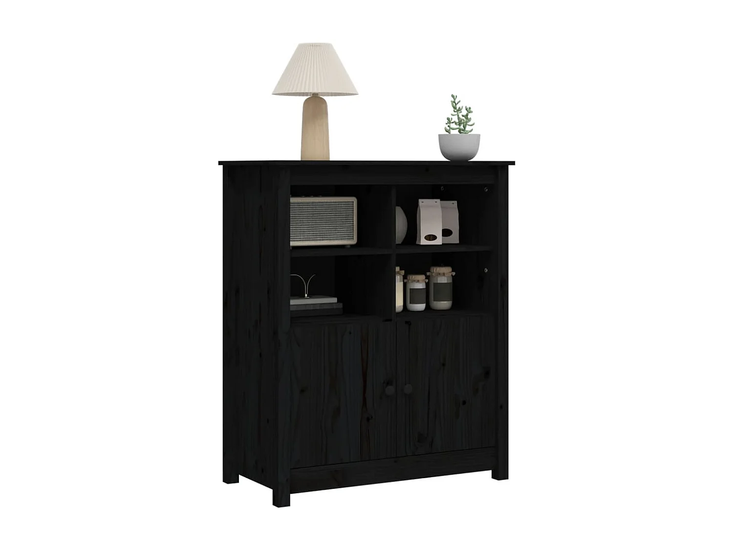 Buffet Noir 83x41,5x100 cm Bois massif de pin EGER37990