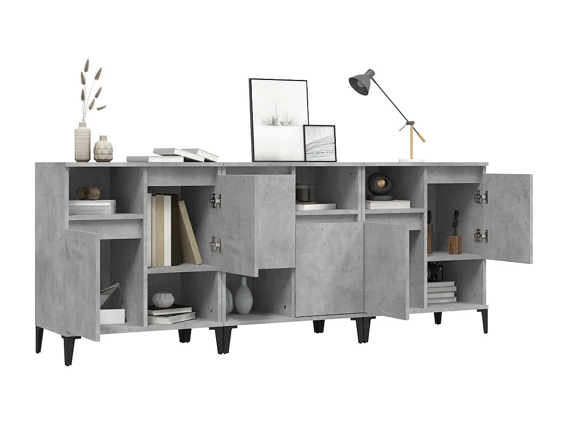 Buffets 3 pcs gris béton 60x35x70 cm bois d'ingénierie EGER67150