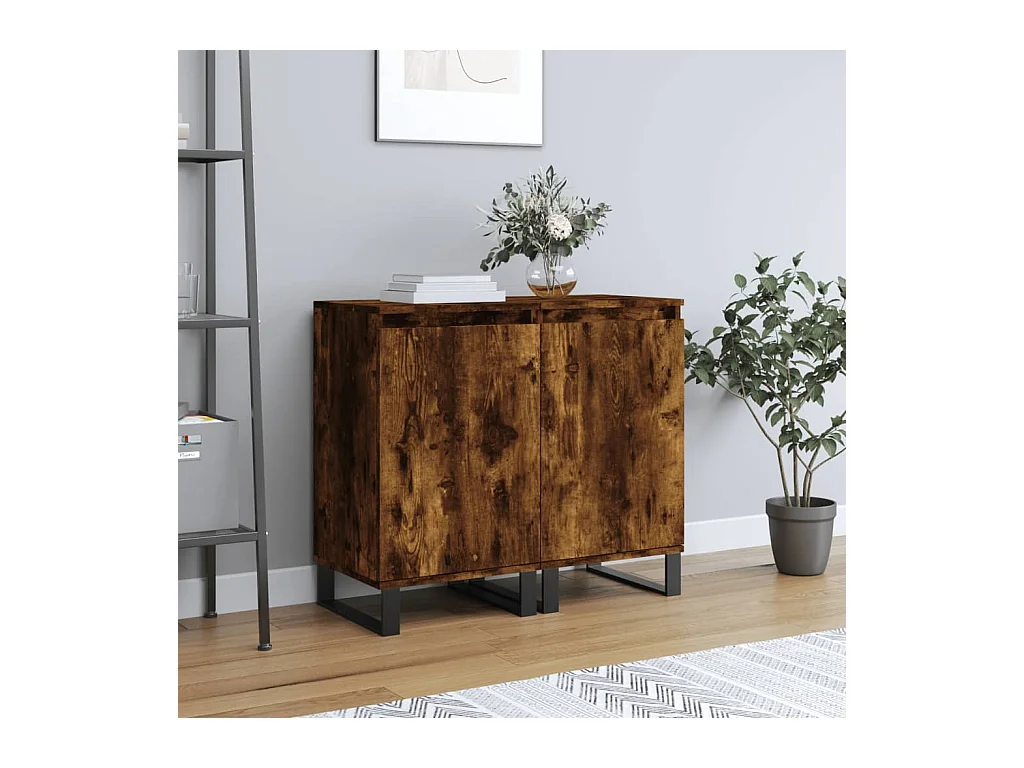 lot de 2 Buffets chêne fumé 40x35x70 cm bois d'ingénierie QWE73560