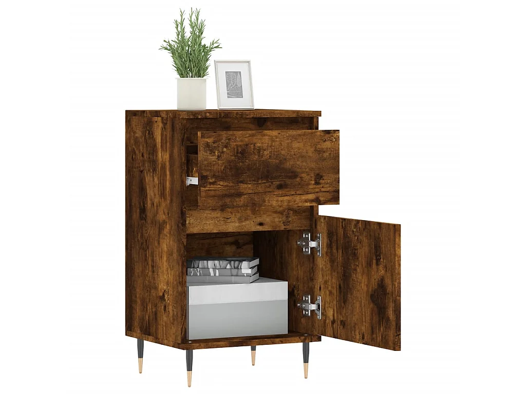 lot de 2 Buffets chêne fumé 40x35x70 cm bois d'ingénierie QWE93952