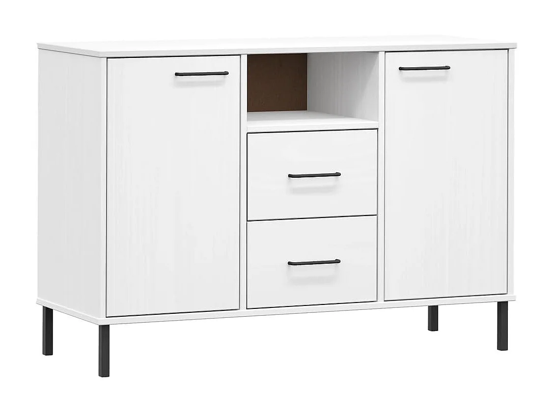 Dressoir met metalen poten OSLO 113x40x77 cm grenenhout wit NL709197