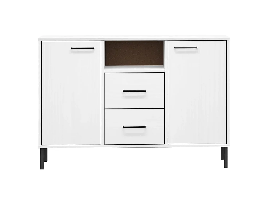 Dressoir met metalen poten OSLO 113x40x77 cm grenenhout wit NL709197