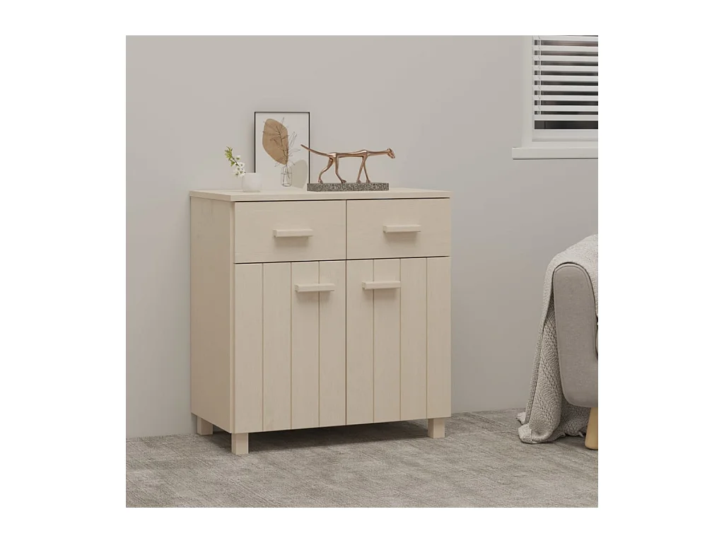 Buffet HAMAR Marron miel 79x40x80 cm Bois massif de pin EGER88065