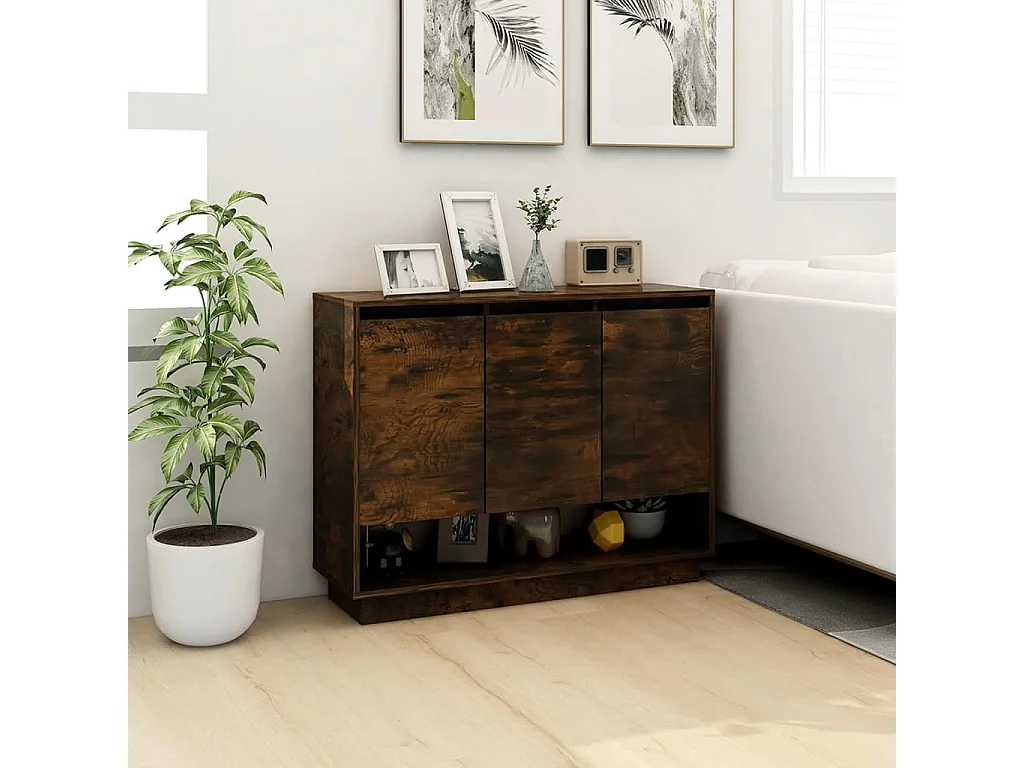 Aparador de madera de ingeniería roble ahumado 97x31x75 cm ES92343