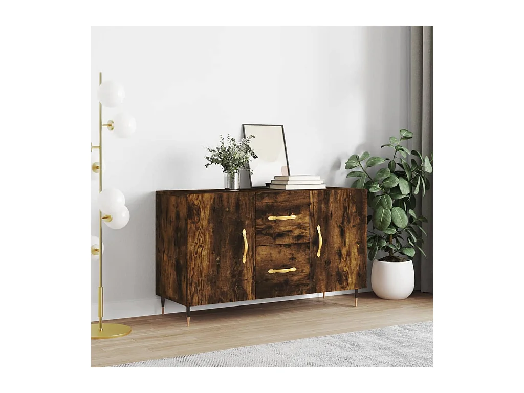 Buffet chêne fumé 100x36x60 cm bois d'ingénierie QWE15753