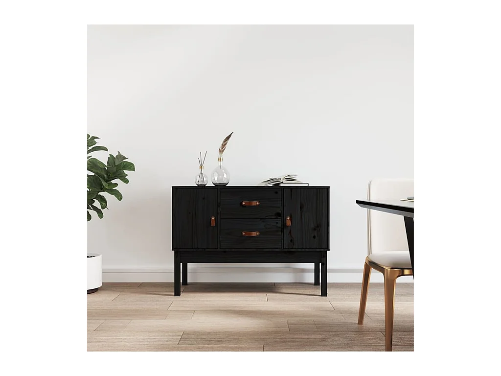 Buffet Noir 110x40x78 cm Bois massif de pin EGER68695