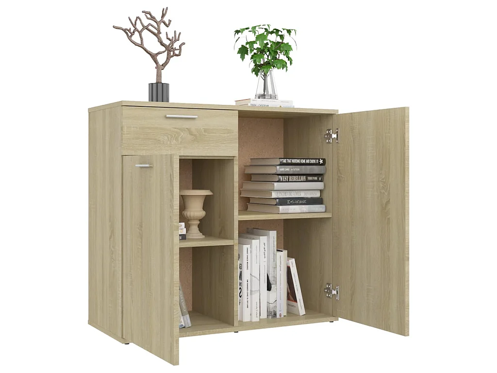 Dressoir 80x36x75 cm bewerkt hout sonoma eikenkleurig NL11098