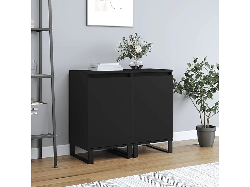 lot de 2 Buffets noir 40x35x70 cm bois d’ingénierie QWE69695