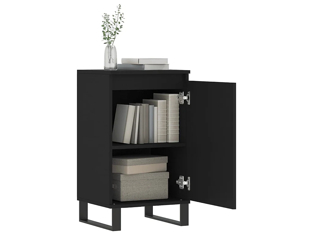 lot de 2 Buffets noir 40x35x70 cm bois d’ingénierie QWE69695