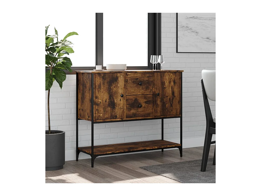 Buffet chêne fumé 100x36x85 cm bois d'ingénierie QWE58021
