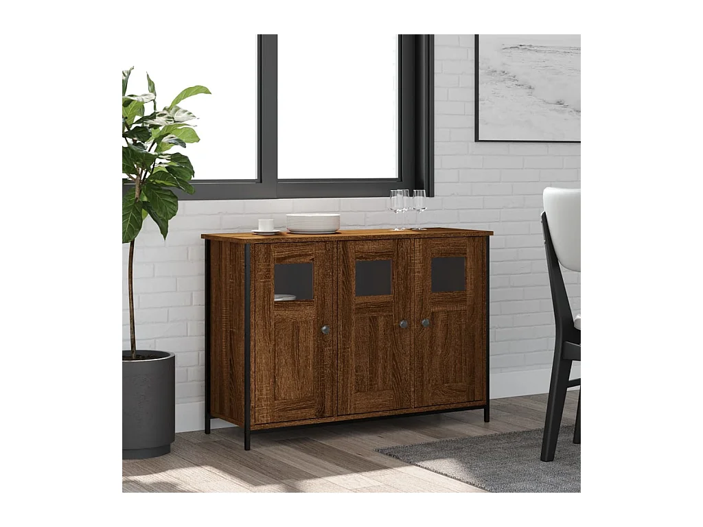 Buffet chêne marron 100x35x70 cm bois d'ingénierie QWE65694