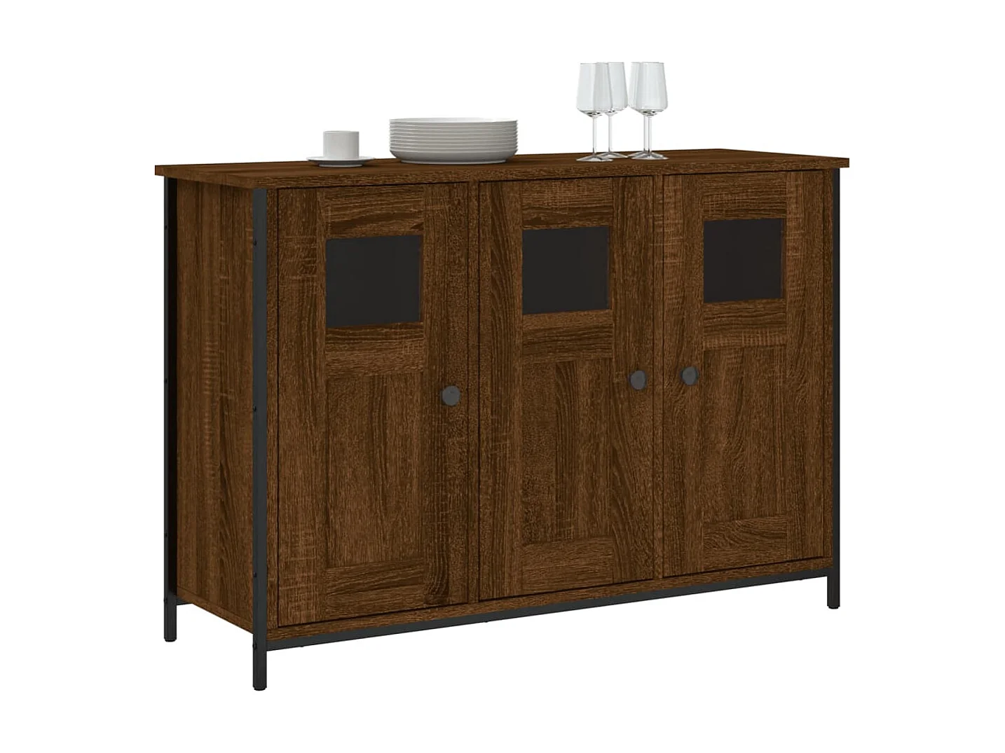 Buffet chêne marron 100x35x70 cm bois d'ingénierie QWE65694