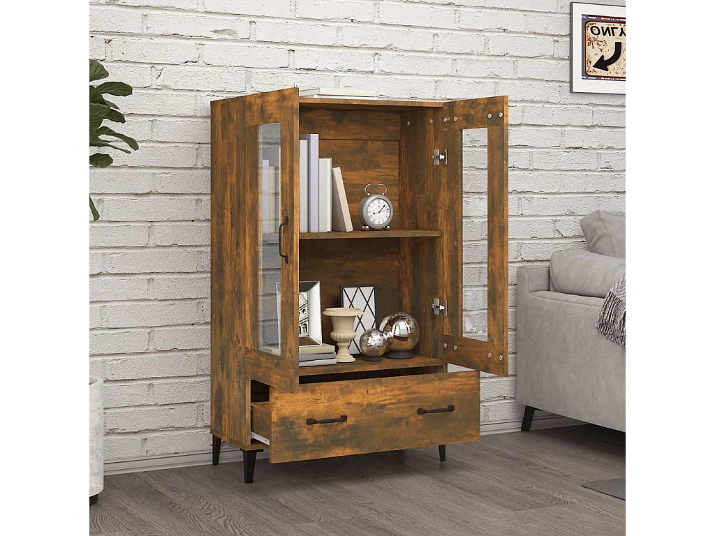 Highboard,Kommode Räuchereiche 70x31x115 cm Holzwerkstoff -gkd62326
