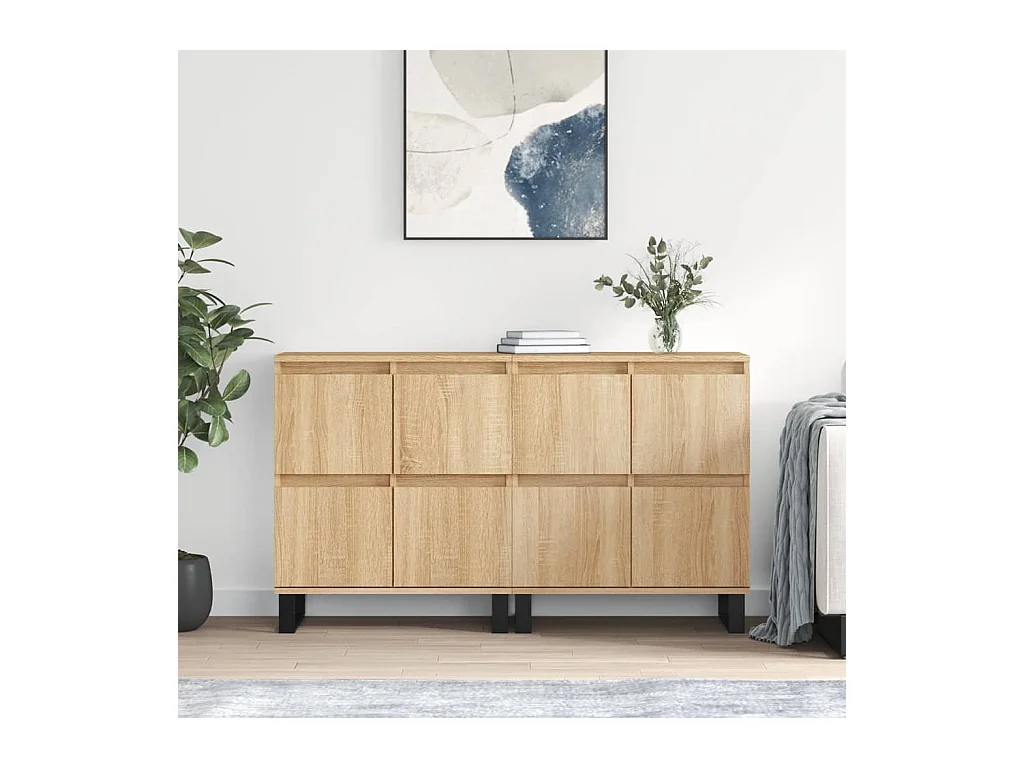 lot de 2 Buffets chêne sonoma bois d'ingénierie QWE86756