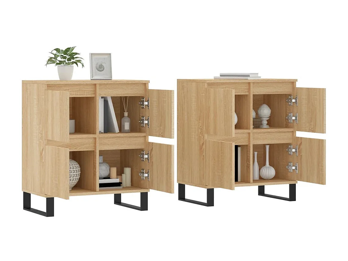 lot de 2 Buffets chêne sonoma bois d'ingénierie QWE86756