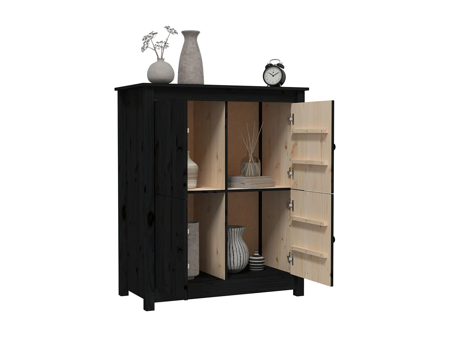 Buffet Noir 83x41,5x100 cm Bois massif de pin EGER95791