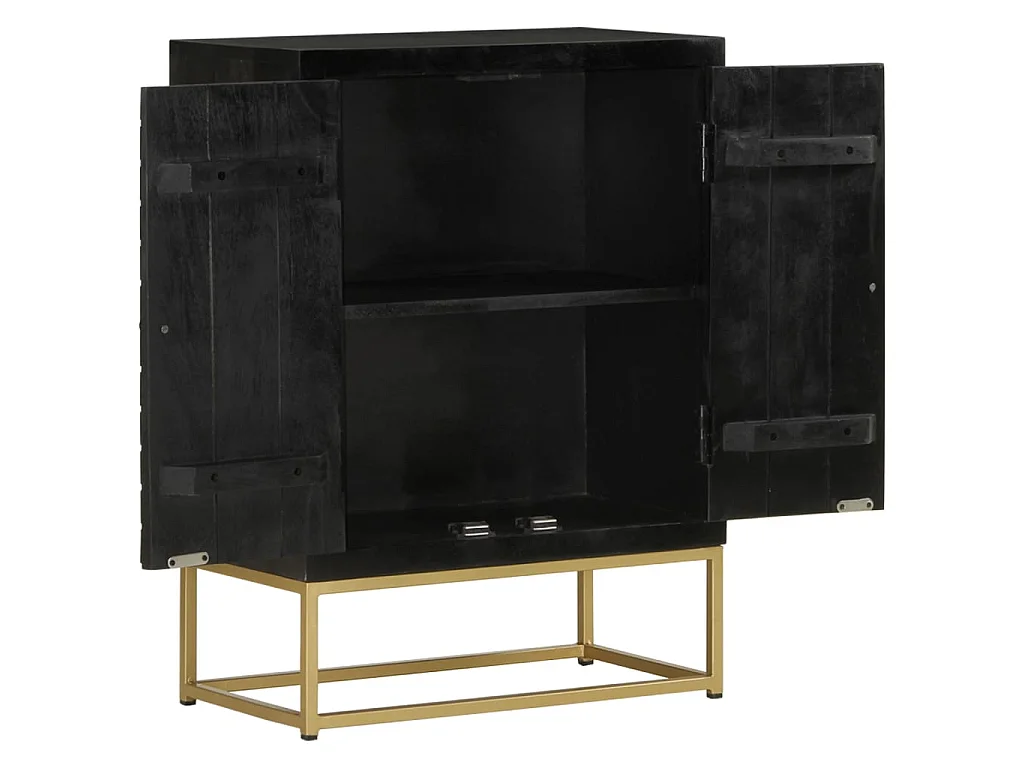 Aparador con 2 puertas madera mango negro y dorado 55x30x75 cm ES48298
