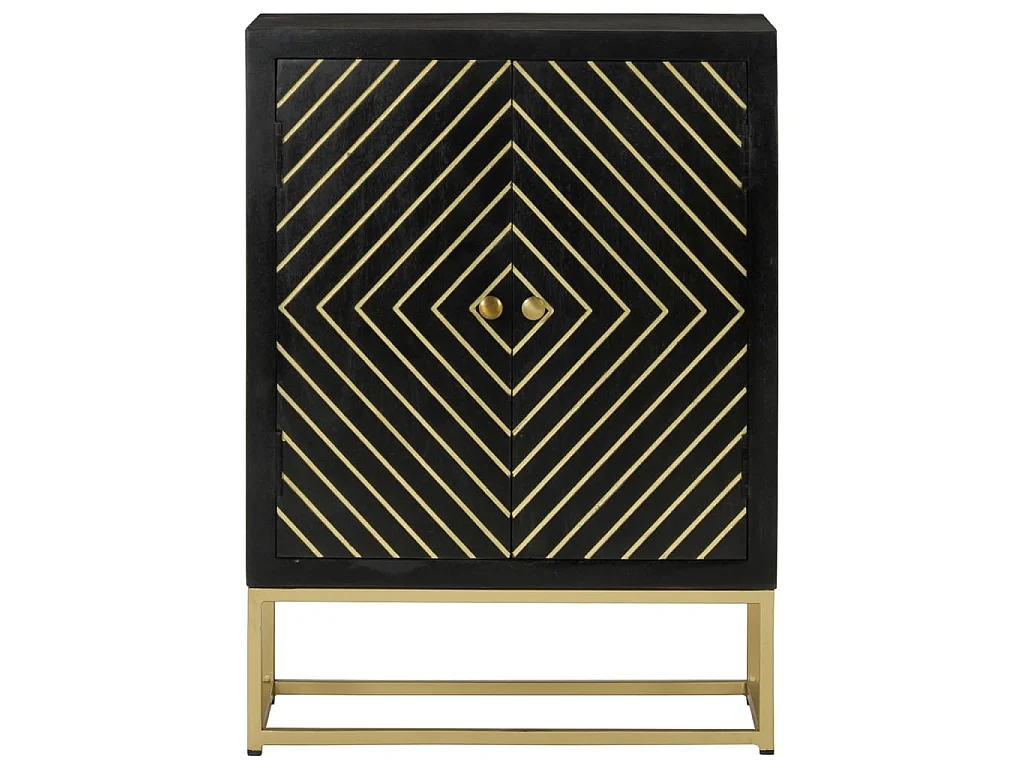 Aparador con 2 puertas madera mango negro y dorado 55x30x75 cm ES48298