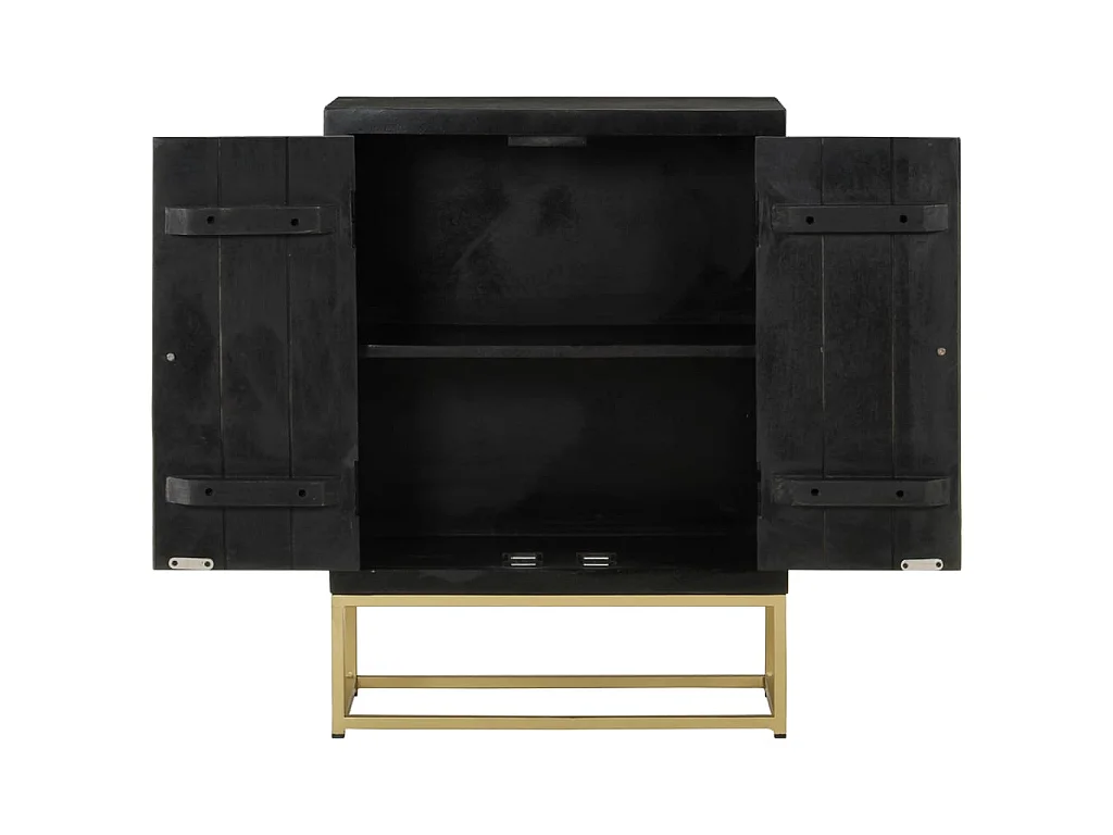 Aparador con 2 puertas madera mango negro y dorado 55x30x75 cm ES48298