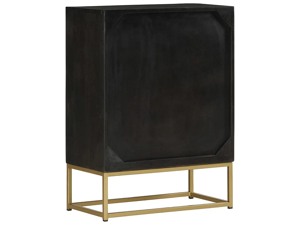 Aparador con 2 puertas madera mango negro y dorado 55x30x75 cm ES48298