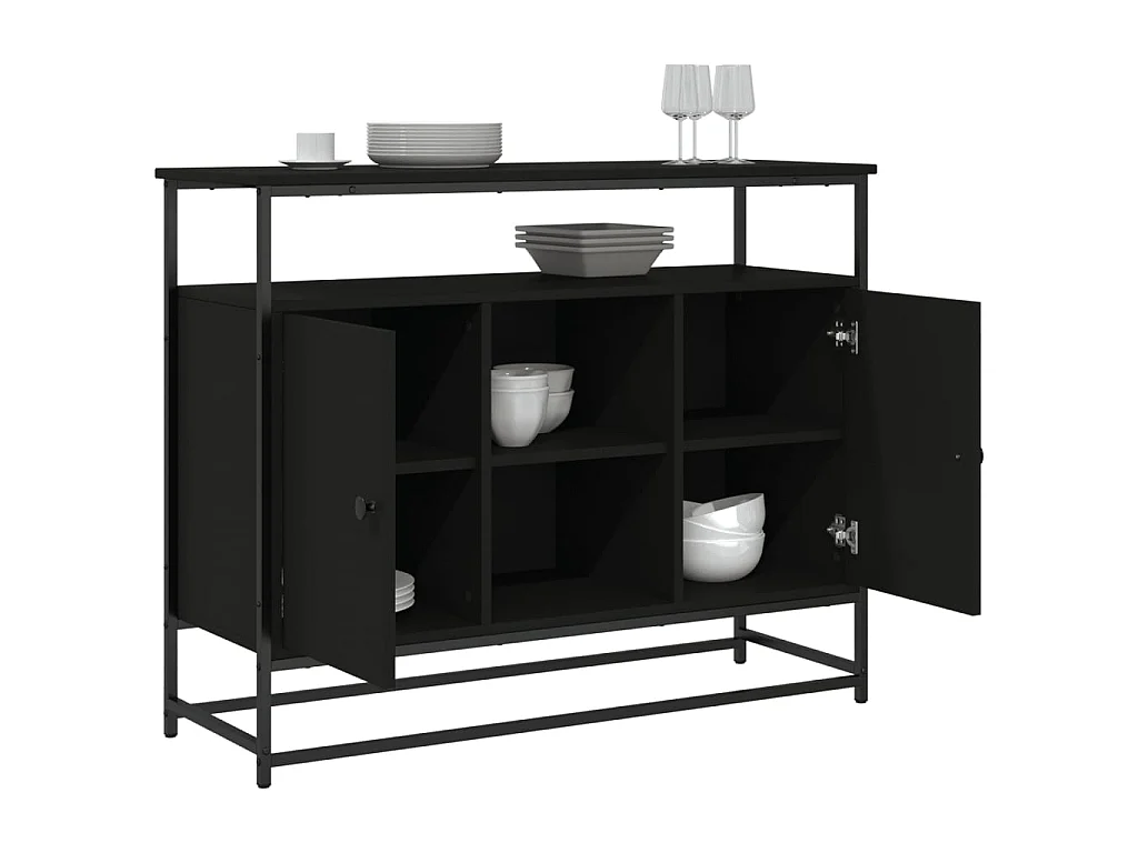 Buffet noir 100x35x80 cm bois d'ingénierie WOS9808