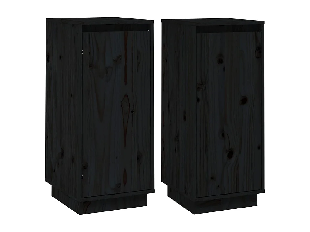 Aparador 2 uds madera maciza de pino negro 31,5x34x75 cm ES89099
