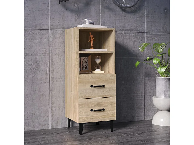 Aparador madera contrachapada color roble Sonoma 34,5x34x90 cm ES79269